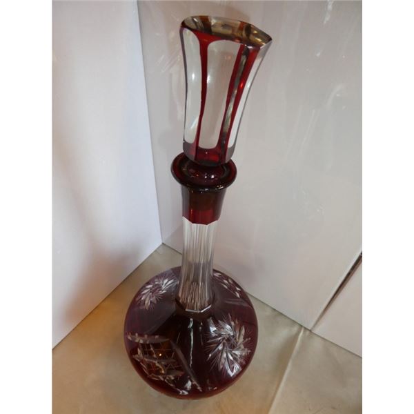 Antique Cranberry  glass decanter