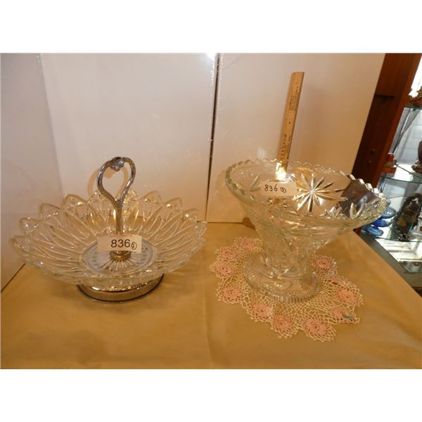 Vintage Glass bowl and candy serving tray