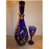 Image 2 : Blue/gold decanter with matching glasses