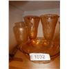 Image 1 : 2 Amber Glass Iris and Herring Bone Vases