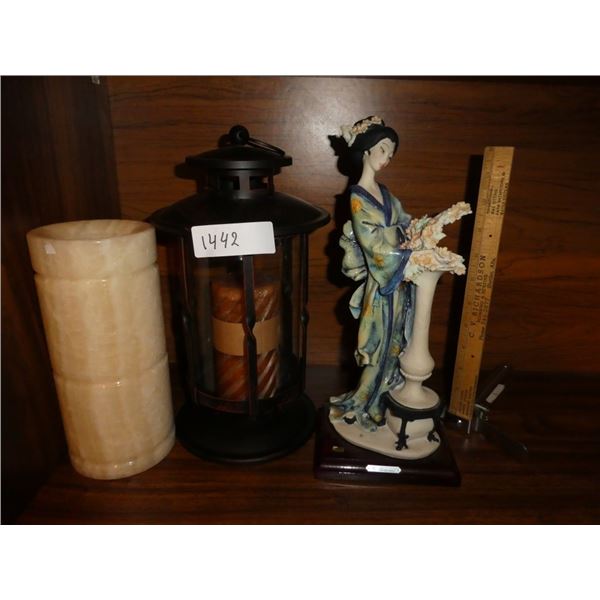 Lantern,  marmer candle holder, cultural statuette