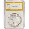 Image 1 : 1934 Silver Peace Dollar PGA MS64