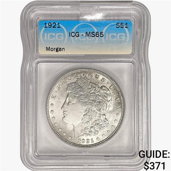 1921 Morgan Silver Dollar ICG MS65