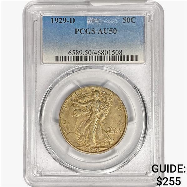 1929-D Walking Liberty Half Dollar PCGS AU50