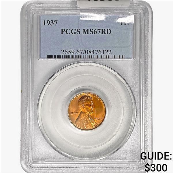 1937 Wheat Cent PCGS MS67 RD