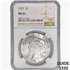 Image 1 : 1927 Silver Peace Dollar NGC MS61