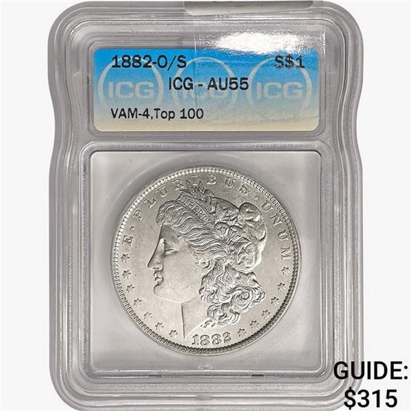 1882-O/S Morgan Silver Dollar ICG AU55 VAM-4