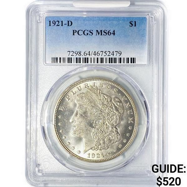 1921-D Morgan Silver Dollar PCGS MS64
