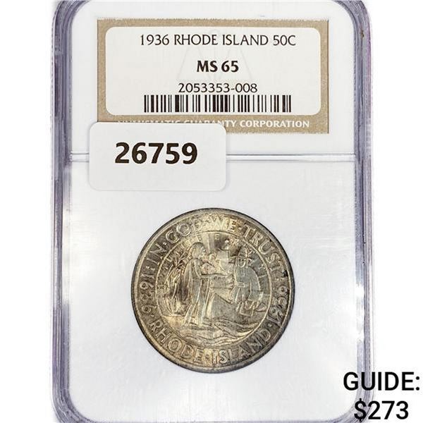 1936 Rhode Island Half Dollar NGC MS65