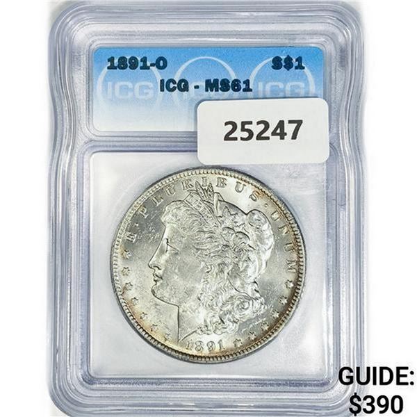 1891-O Morgan Silver Dollar ICG MS61