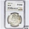 Image 1 : 1887-S Morgan Silver Dollar NGC MS60