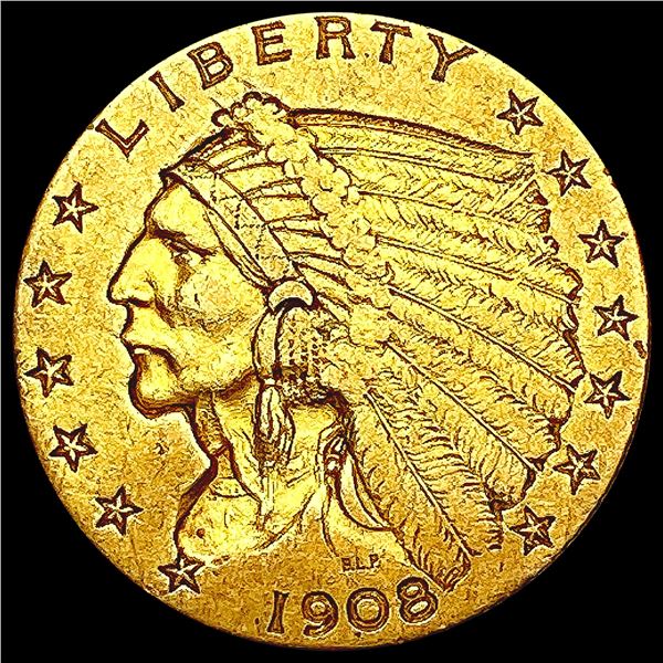 1908 $2.50 Gold Quarter Eagle LIGHTLY CIRCULATED