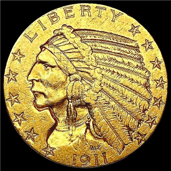 1911 $5 Gold Half Eagle CLOSELY UNCIRCULATED