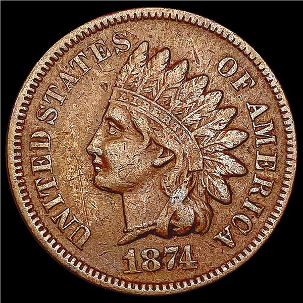1874 Indian Head Cent ABOUT UNCIRCULATED