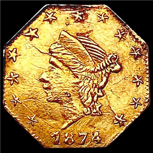 1874 BG - 776 1/7 Octag CA Gold 1/4 Dollar CHOICE
