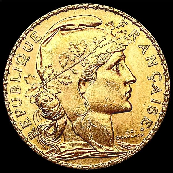 1908 France .1867oz Gold 20 Francs GEM BU