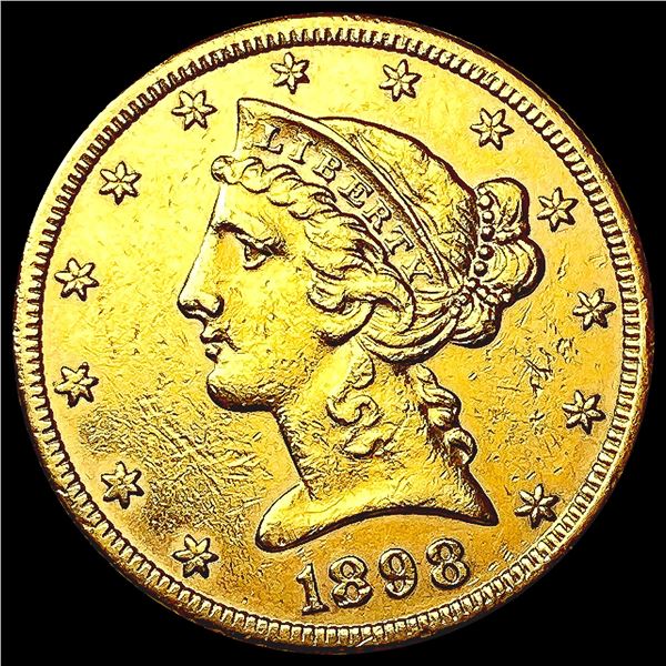 1898-S $5 Gold Half Eagle CLOSELY UNCIRCULATED