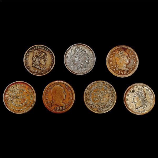 [7] Civil War Tokens [[4] 1863, 1864] LIGHTLY CIRC