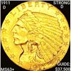 Image 1 : 1911-D Strong D $2.50 Gold Quarter Eagle UNCIRCULA