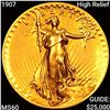 Image 1 : 1907 High Relief $20 Gold Double Eagle CHOICE BU+