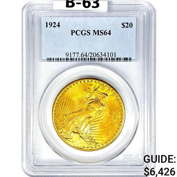 1924 $20 Gold Double Eagle PCGS MS64