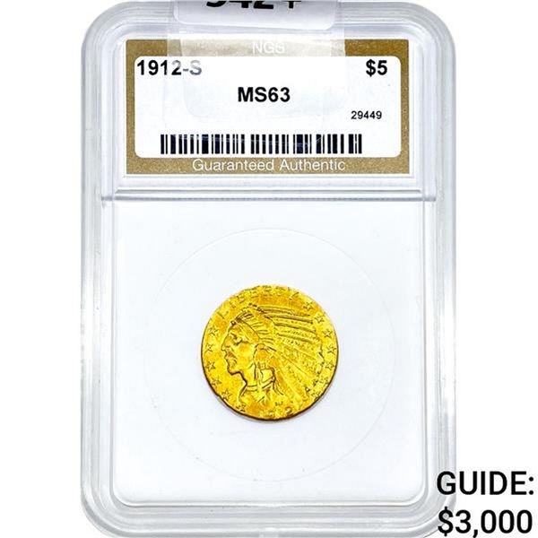 1912-S $5 Gold Half Eagle NGS MS63