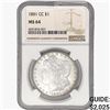 Image 1 : 1881-CC Morgan Silver Dollar NGC MS64