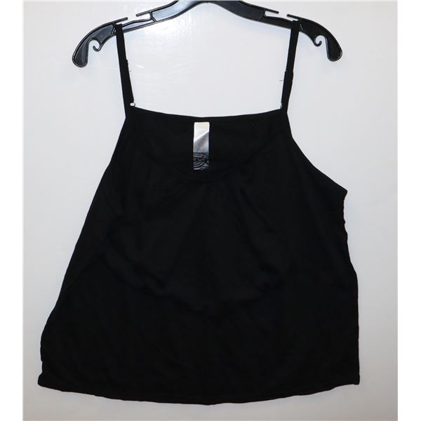 NEW BLACK CAMI-TOP WITH LACE DETAIL.  THIN