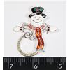 NEW ANTIQUE STYLE SNOWMAN BROOCH WITH LOCKING