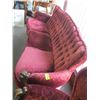 Image 2 : CARVED WOOD UPHOLSTERED SOFA & MATCHING CHAIR