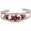 Image 1 : Oval Copper/Silverplated Diamond Cut Bangle Cuff Bracelet 1