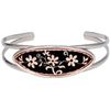 Image 1 : Oval Copper/Silverplated Diamond Cut Bangle Cuff Bracelet 1