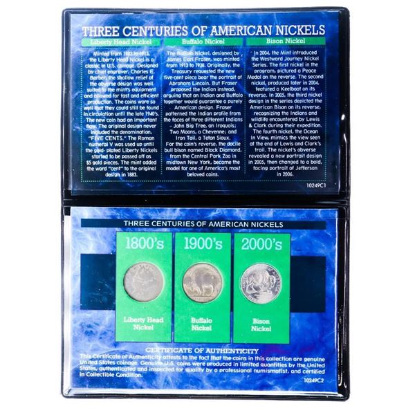 Three Centuries of American Nickels Buffalo, Liberty V, and Bison