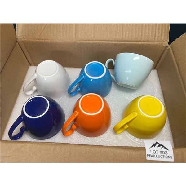 Lot of 1 Box of Porcelain Colorful Tea Cups with Saucers - 6PCS/Colours