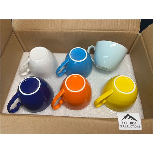 Lot of 1 Box of Porcelain Colorful Tea Cups with Saucers - 6PCS/Colours