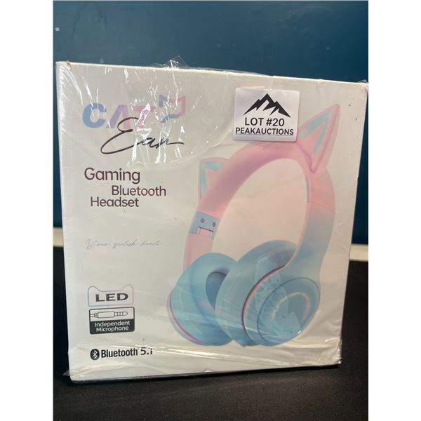 Lot of 1 Cat Ears Gaming Bluetooth Headset - Cotton Candy Pink/Blue