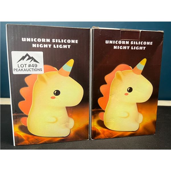 Lot of 2 Unicorn Silicone Night Lights/Lamps