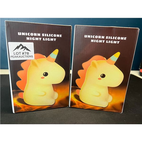 Lot of 2 Unicorn Silicone Night Lights/Lamps