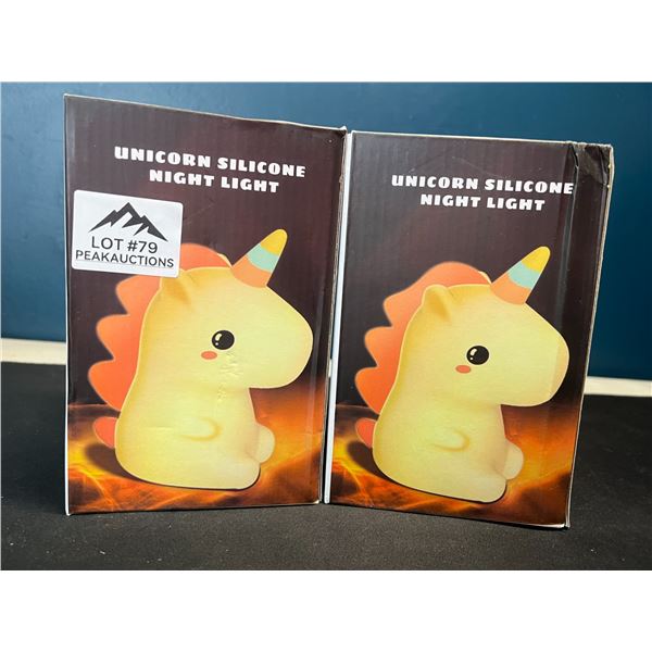 Lot of 2 Unicorn Silicone Night Lights/Lamps