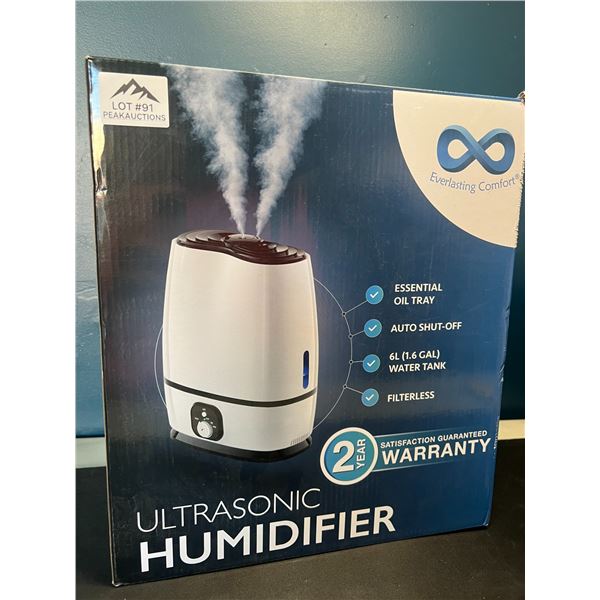 Lot of 1 Everlasting Comfort Ultrasonic Humidifier - Large 6L Tank & Filtereless Design
