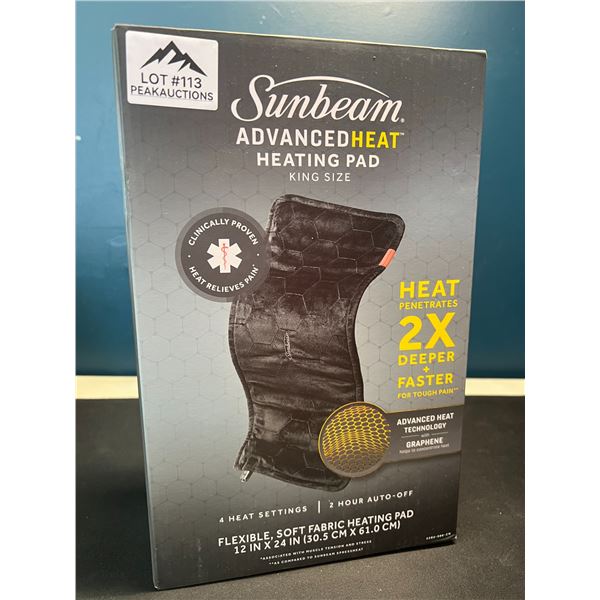 Lot of 1 Sunbeam Advanced Heat King Size Heating Pad - Brand New!