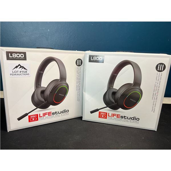 Lot of 2 LifeStudio L800 RGB Gaming Pro Over-Ear Stereo Headsets/Wireless Headphones