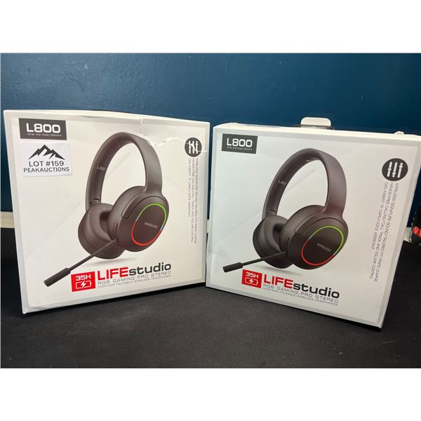 Lot of 2 LifeStudio L800 RGB Gaming Pro Over-Ear Stereo Headsets/Wireless Headphones