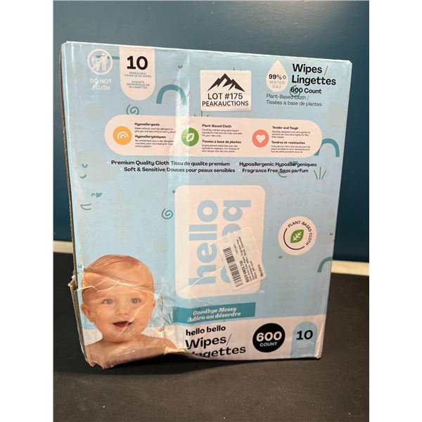 Lot of 1 Case of Hello Bello Baby Wipes - 10 Packs/600 Wipes