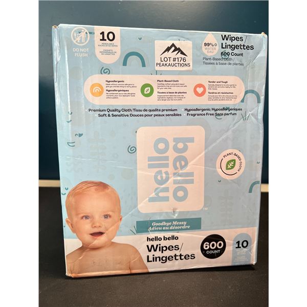 Lot of 1 Case of Hello Bello Baby Wipes - 10 Packs/600 Wipes