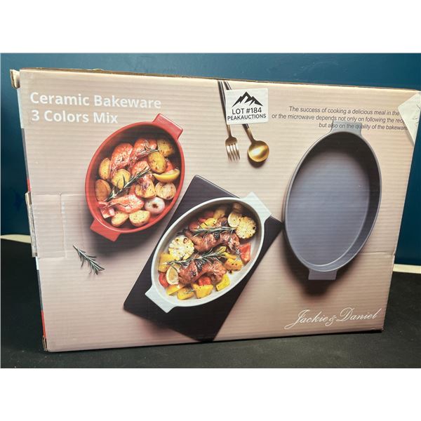 Lot of 1 Ceramic Bakeware 3PC Colour Set