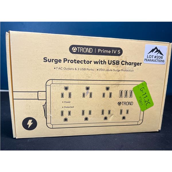 Lot of 1 Trond Prime Power Bar/Surge Protector w/ Multiple Outlets & USB Ports