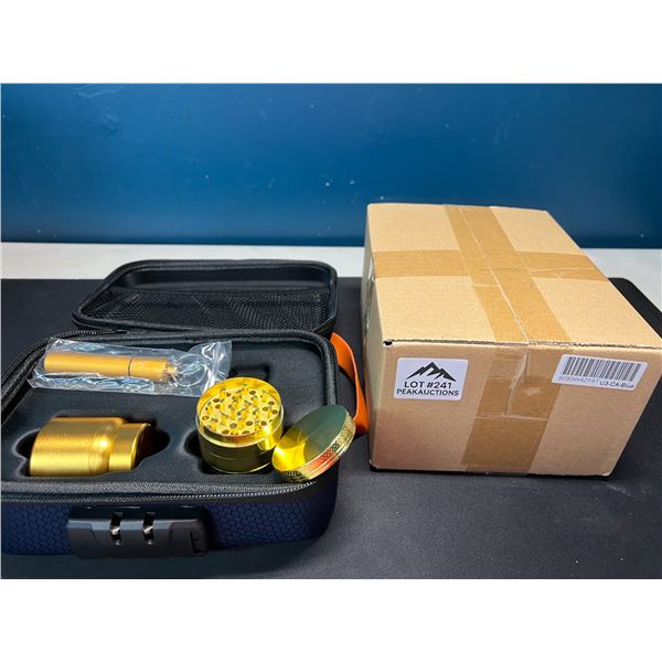 Lot of 2 Smellproof/Locked "Stash" Boxes w/ Assorted Herb Accessories (Grinder, Stash Jar, etc.)
