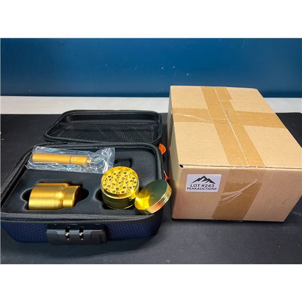 Lot of 2 Smellproof/Locked "Stash" Boxes w/ Assorted Herb Accessories (Grinder, Stash Jar, etc.)