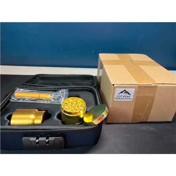 Lot of 2 Smellproof/Locked "Stash" Boxes w/ Assorted Herb Accessories (Grinder, Stash Jar, etc.)